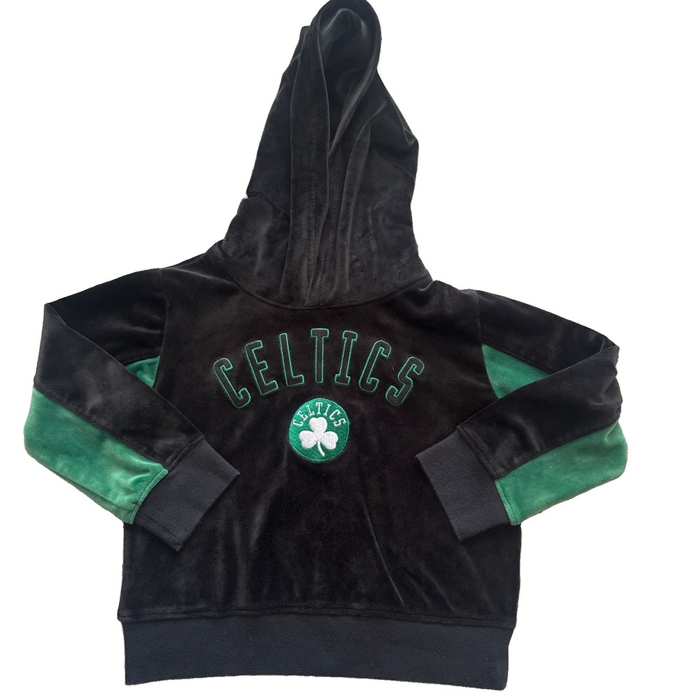 NBA Boston Celtics Green & Black Toddler Hoodie Sweatshirt 4T Velour